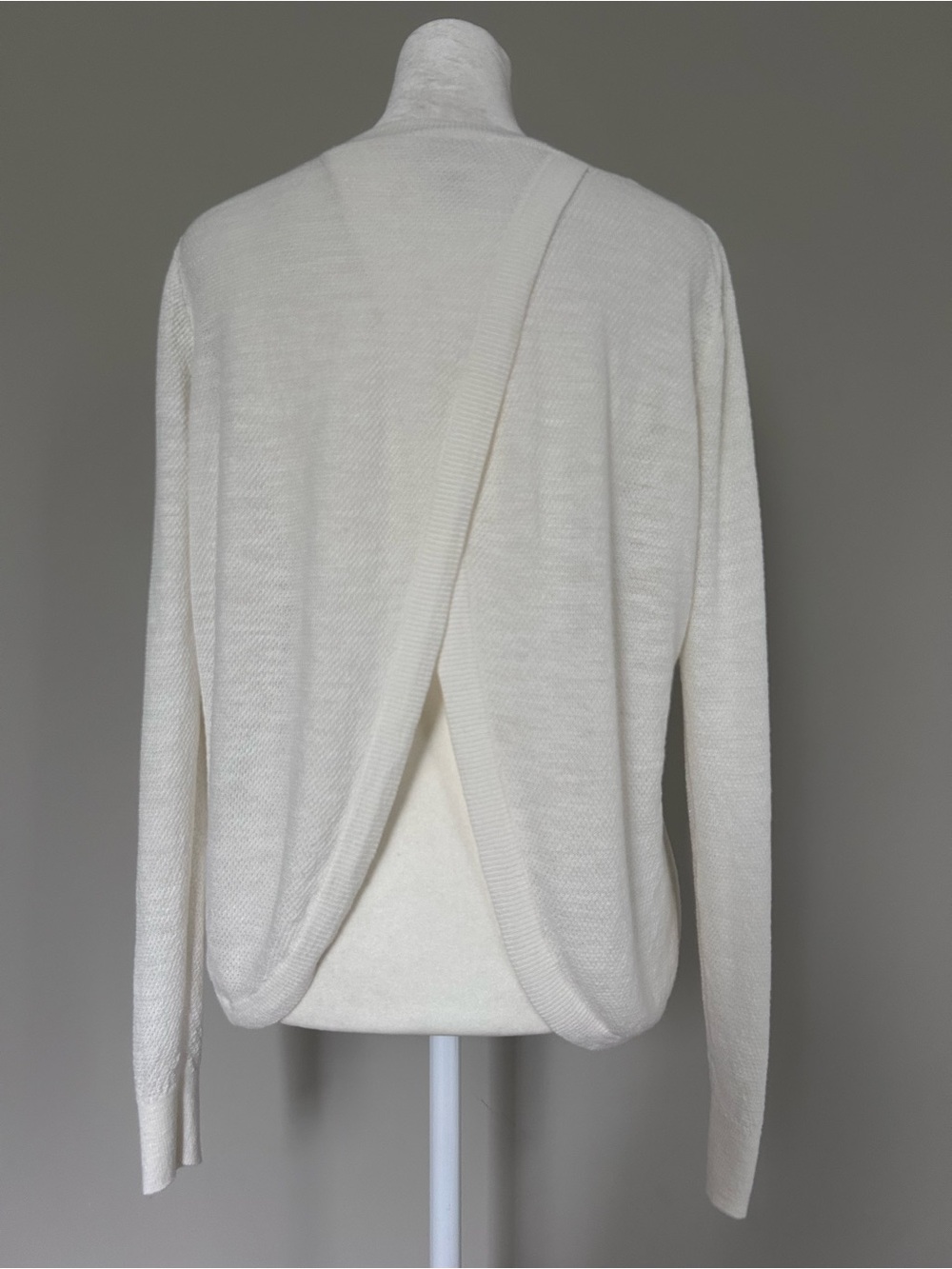 Minimalist Coquette Cream Slightly Sheer Knit Open Back Sweater Rayon Blend - Picture 5 of 10